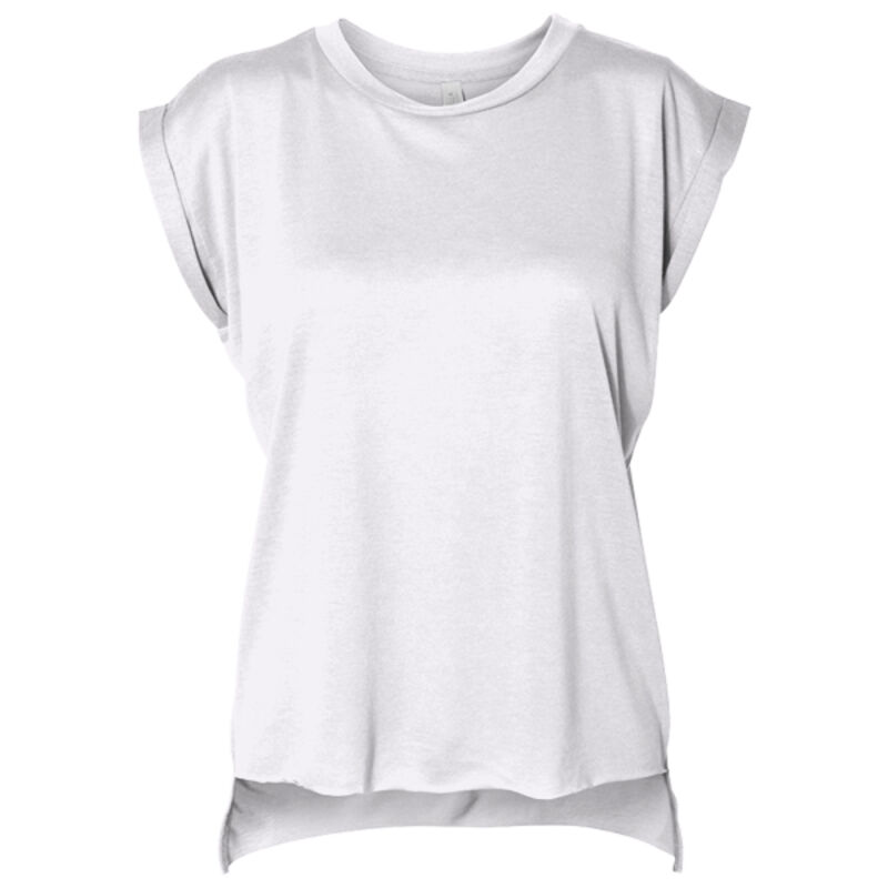 Ladies' Flowy Muscle T-Shirt with Rolled Cuff Thumbnail