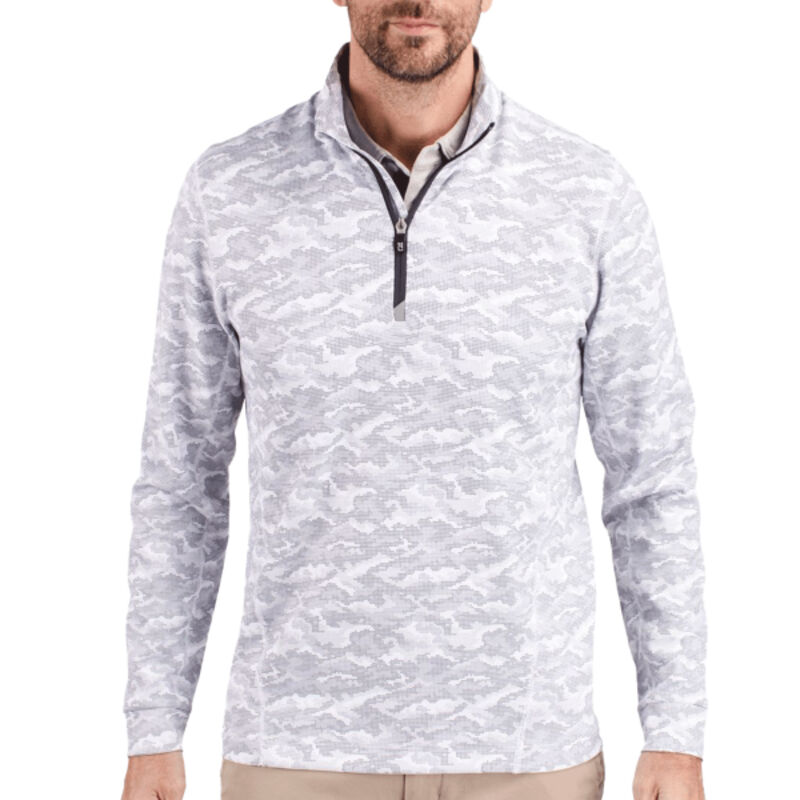 Cutter & Buck Traverse Camo Print Stretch Quarter Zip Mens Pullover Thumbnail