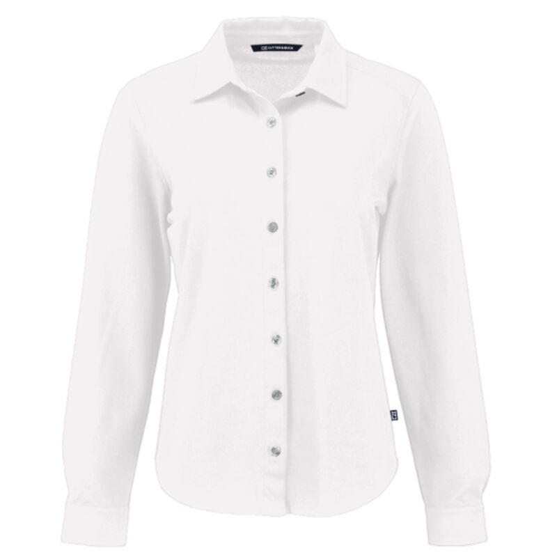 Cutter & Buck Advantage Tri-Blend Eco Soft Pique Long Sleeve Knitted Womens Button Down Thumbnail
