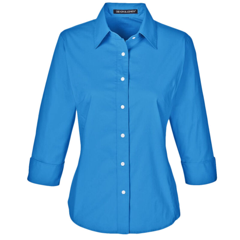 Women's Perfect Fit™ Three-Quarter Sleeve Stretch Poplin Dress Shirt Thumbnail