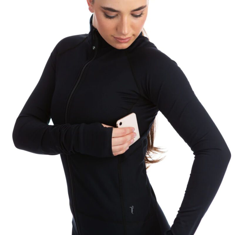 Ladies Black Tech Jacket with Thumb Slit Thumbnail